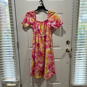 SHEIN Pink and Yellow Floral Maxi Dress
